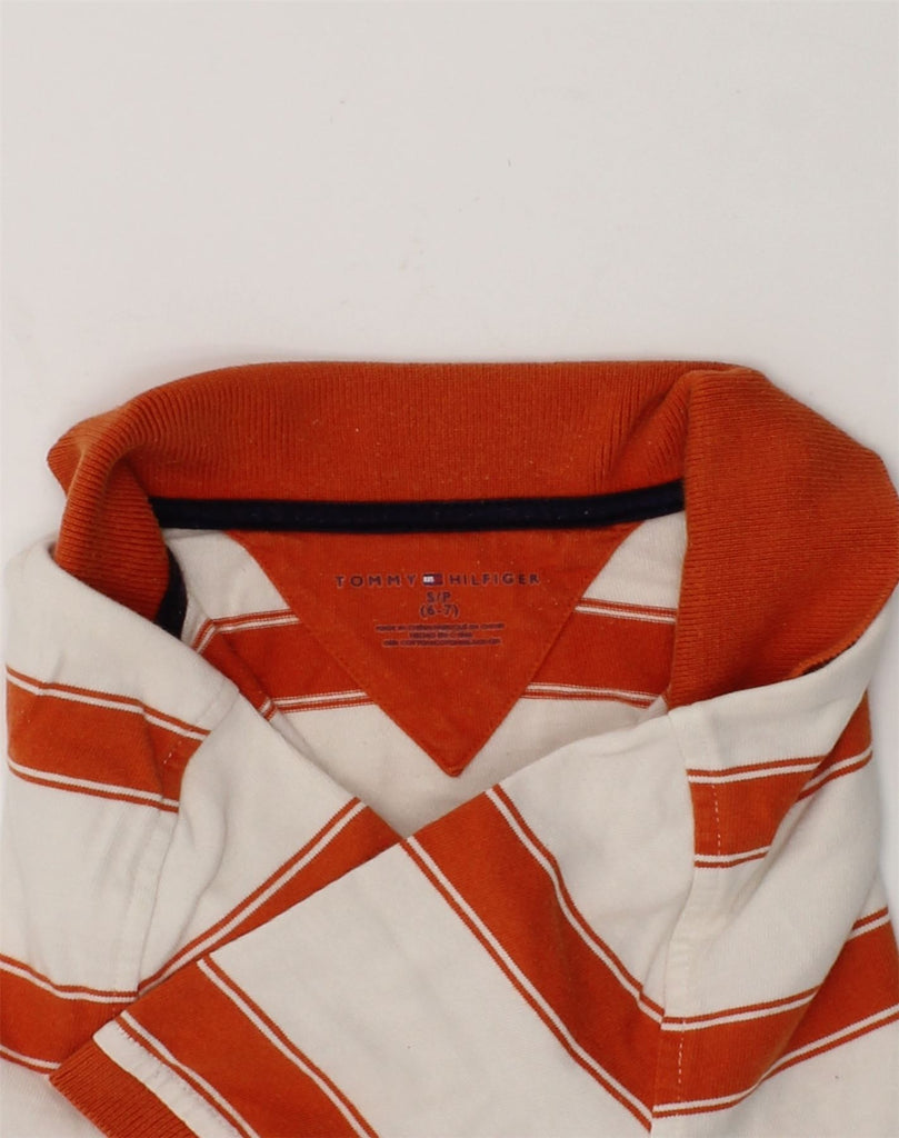 TOMMY HILFIGER Boys Polo Shirt 6-7 Years Small Beige Striped Cotton | Vintage Tommy Hilfiger | Thrift | Second-Hand Tommy Hilfiger | Used Clothing | Messina Hembry 