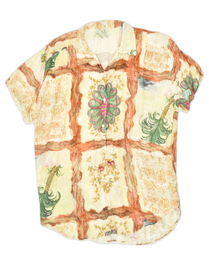 VINTAGE Womens Short Sleeve Shirt UK 20 2XL Beige Geometric Viscose | Vintage Vintage | Thrift | Second-Hand Vintage | Used Clothing | Messina Hembry 