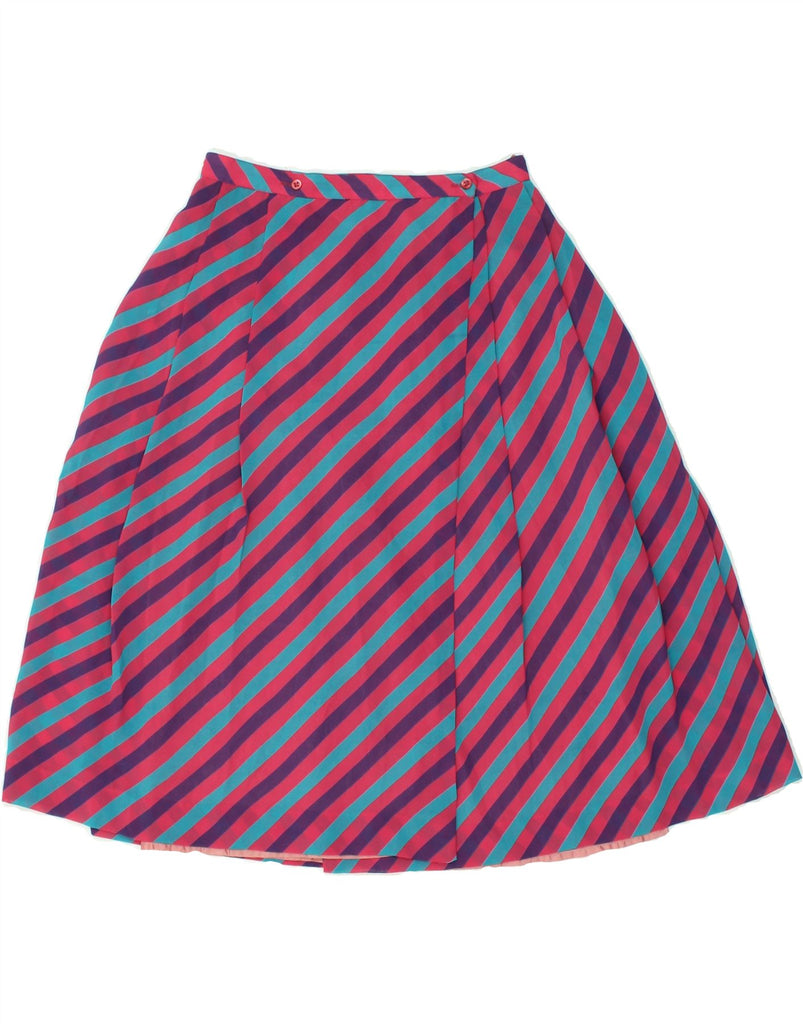 VINTAGE Womens High Waist Wrap Skirt IT 44 Medium W26  Pink Striped | Vintage Vintage | Thrift | Second-Hand Vintage | Used Clothing | Messina Hembry 