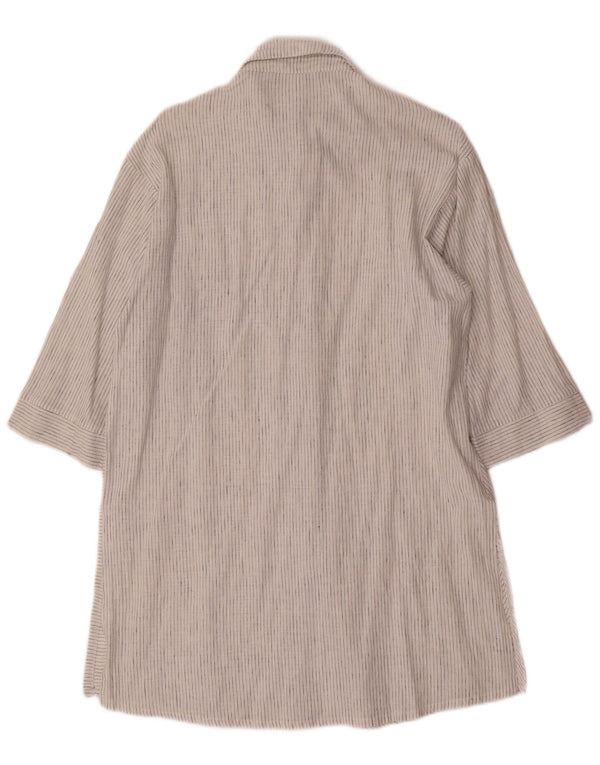 Zara Womens 3/4 Sleeve Oversized Shirt Dress UK 6 XS White Pinstripe
