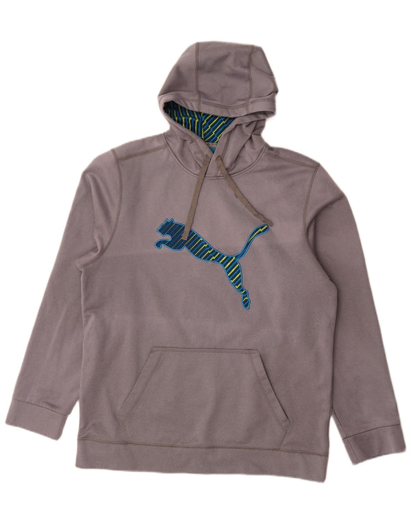 Puma Mens Graphic Hoodie Jumper Large Grey Polyester