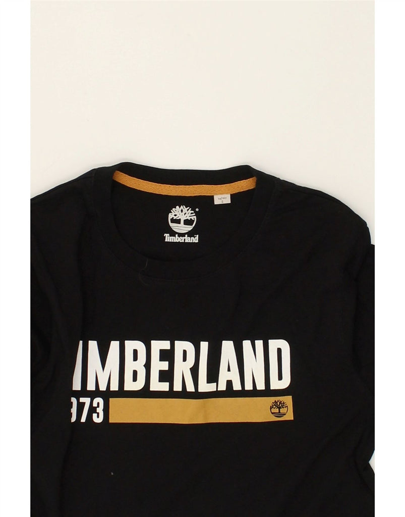 TIMBERLAND Boys Graphic Top Long Sleeve 14-15 Years Small  Black Cotton | Vintage Timberland | Thrift | Second-Hand Timberland | Used Clothing | Messina Hembry 