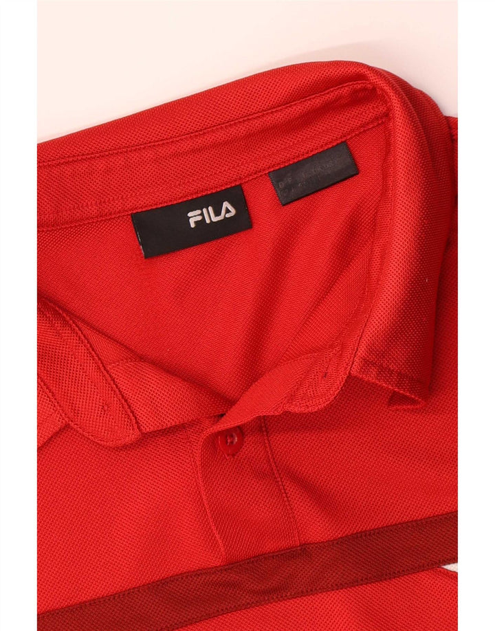 Fila Mens Polo Shirt Large Red Colourblock Polyester