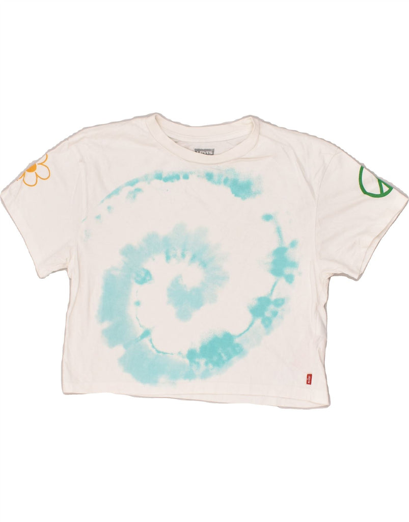 LEVI'S Girls Crop Graphic T-Shirt Top 9-10 Years White Tie Dye Cotton | Vintage Levi's | Thrift | Second-Hand Levi's | Used Clothing | Messina Hembry 