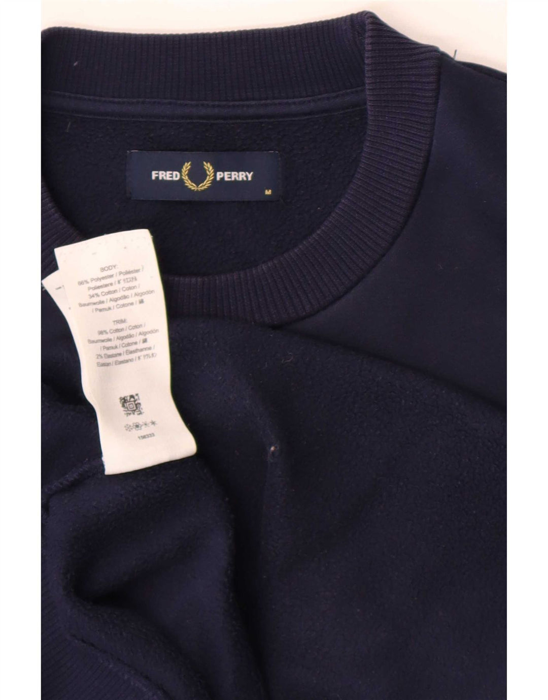 Fred Perry Mens Graphic Sweatshirt Jumper Medium Navy Blue Polyester