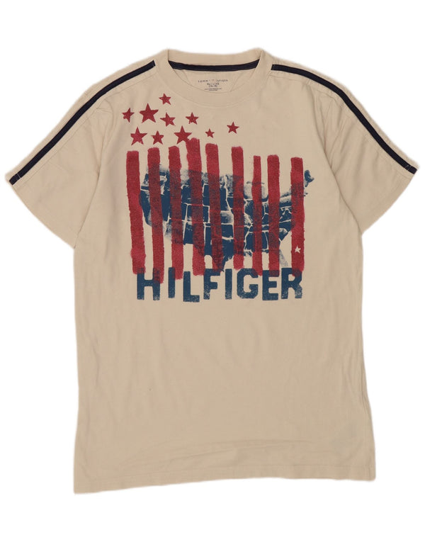 Tommy Hilfiger Boys Graphic T-Shirt Top 15-16 Years XL Beige Cotton