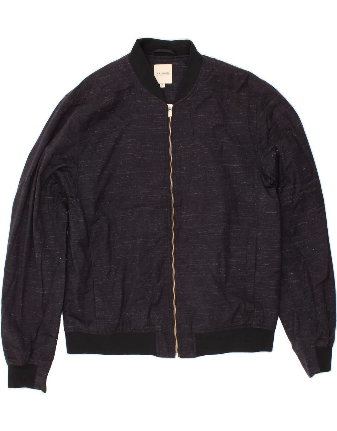 JACK & JONES Mens Premium Bomber Jacket UK 42 XL Navy Blue Flecked Vintage Jack & Jones and Second-Hand Jack & Jones from Messina Hembry 