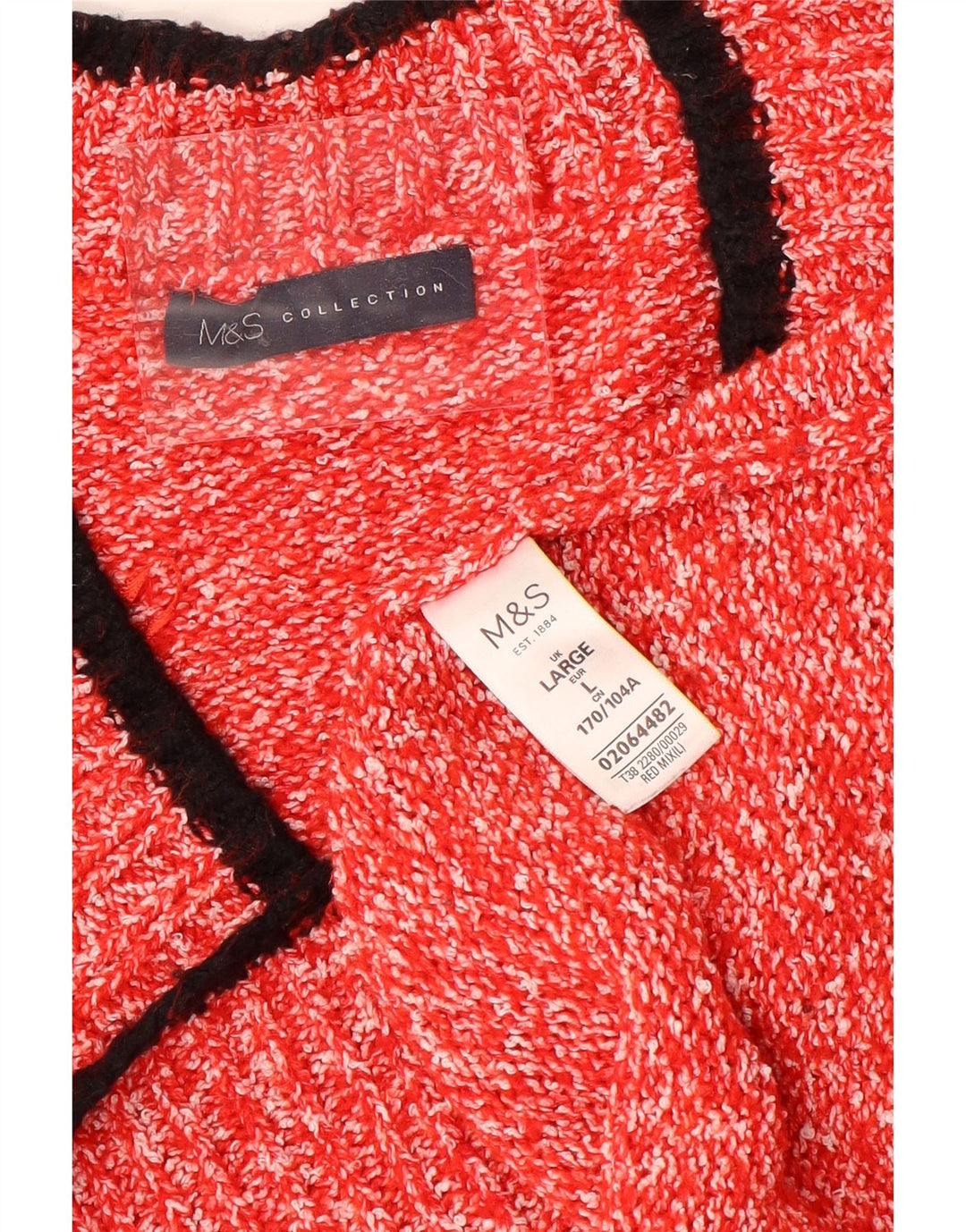 Marks & Spencer Womens V-Neck Jumper Sweater UK 16 Large Red Polyester