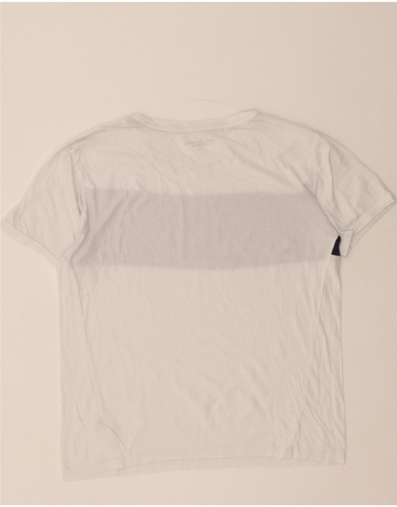 TOMMY HILFIGER Womens Graphic T-Shirt Top UK 14 Medium White Colourblock Vintage Tommy Hilfiger and Second-Hand Tommy Hilfiger from Messina Hembry 