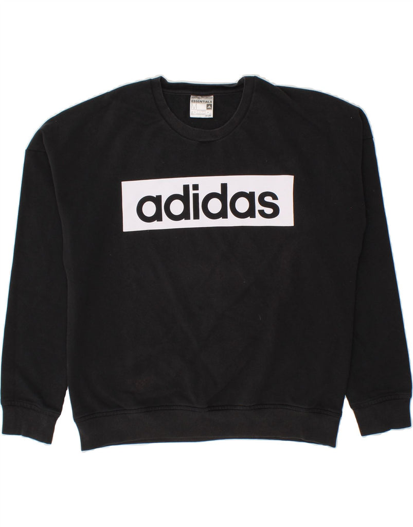 ADIDAS Womens Climalite Graphic Sweatshirt Jumper UK 12-14 Medium Black | Vintage Adidas | Thrift | Second-Hand Adidas | Used Clothing | Messina Hembry 
