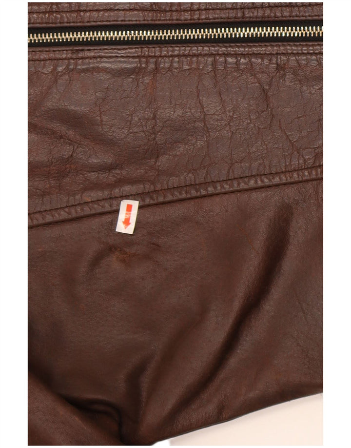 Vintage Womens Leather Jacket UK 14 Large Brown Leather