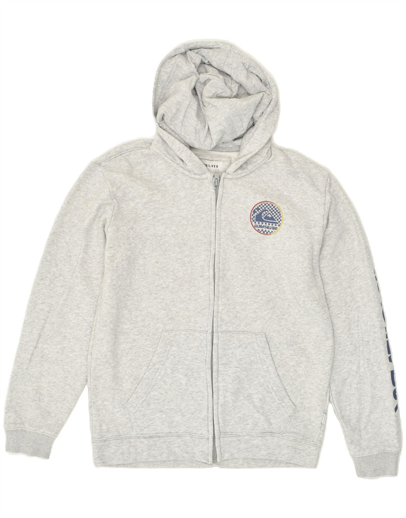 QUIKSILVER Boys Graphic Zip Hoodie Sweater 13-14 Years Grey Cotton | Vintage Quiksilver | Thrift | Second-Hand Quiksilver | Used Clothing | Messina Hembry 