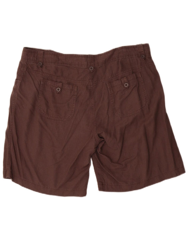 Marks & Spencer Womens Casual Shorts UK 16 Large W36 Brown Linen