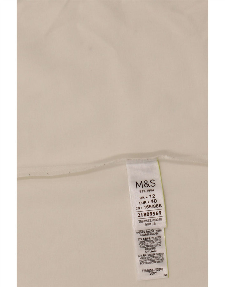 MARKS & SPENCER Womens 3/4 Sleeve Open Blazer Jacket UK 12 Medium White