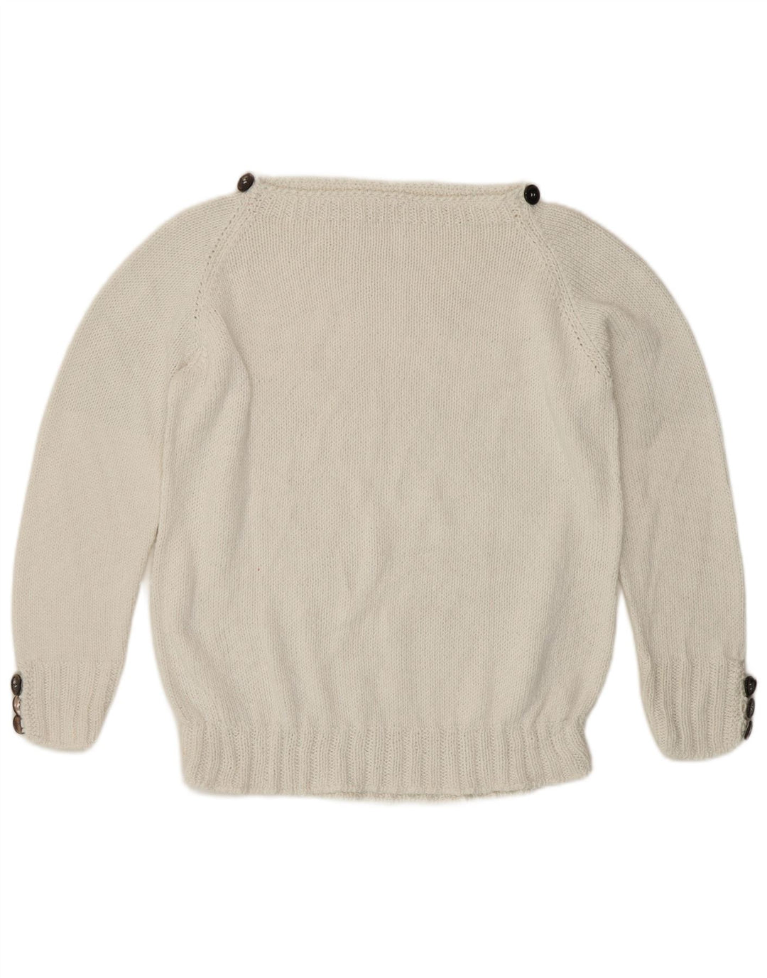 Vintage Womens Boat Neck Jumper Sweater UK 12 Medium White