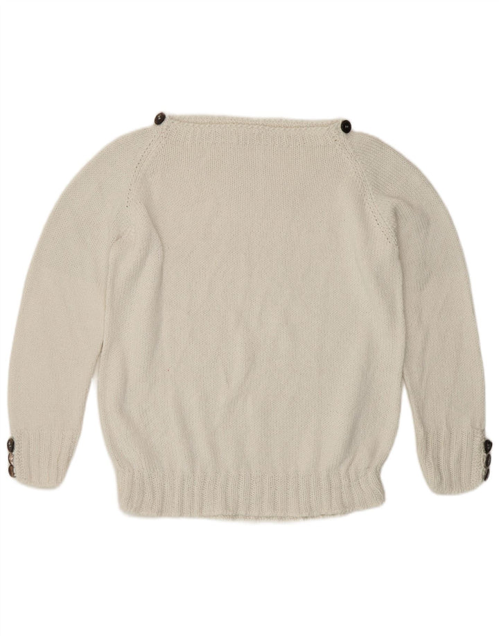 Vintage Womens Boat Neck Jumper Sweater UK 12 Medium White