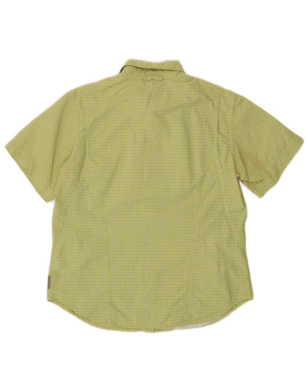 COLUMBIA Womens Titanium Short Sleeve Shirt UK 12 Medium Green Check Nylon