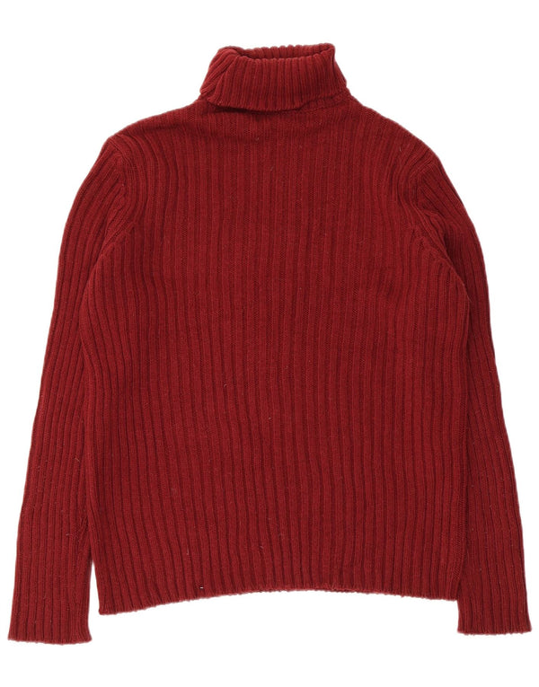 Benetton Mens Roll Neck Jumper Sweater Small Burgundy