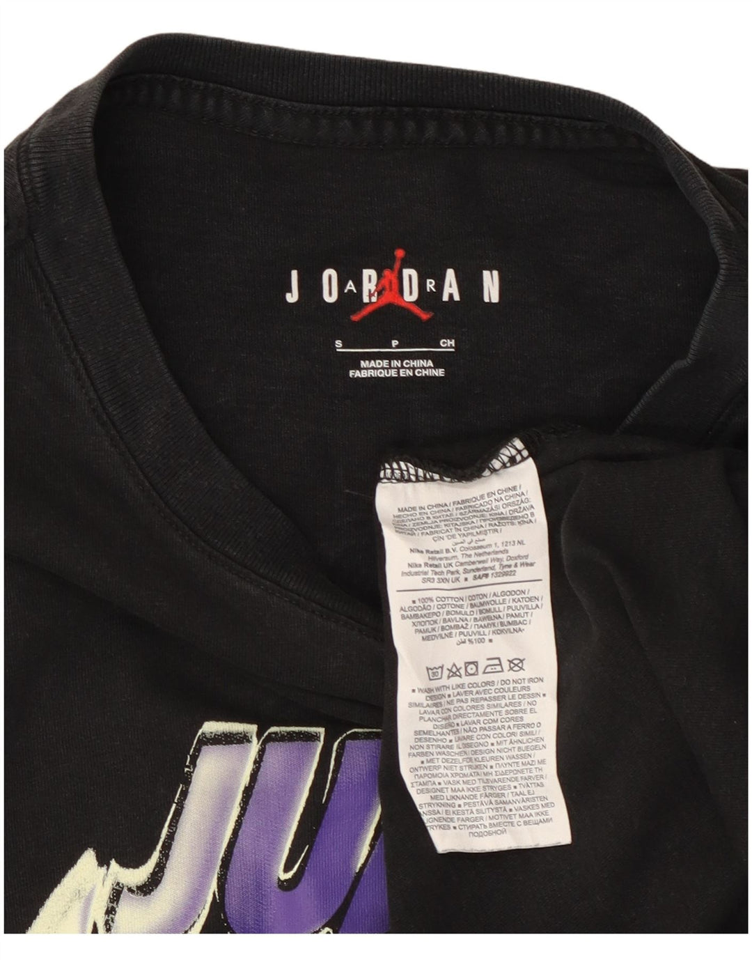 JORDAN Mens Graphic T-Shirt Top Small Black Cotton