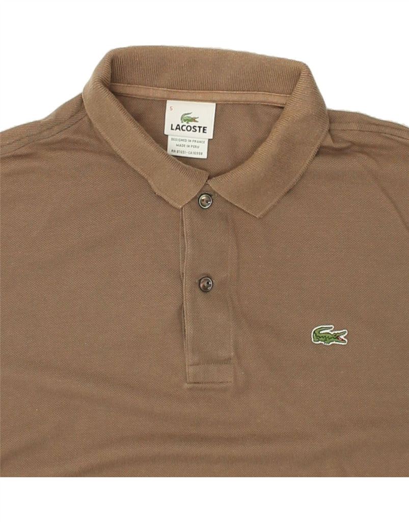 LACOSTE Mens Long Sleeve Polo Shirt Size 5 Large Brown Cotton | Vintage Lacoste | Thrift | Second-Hand Lacoste | Used Clothing | Messina Hembry 