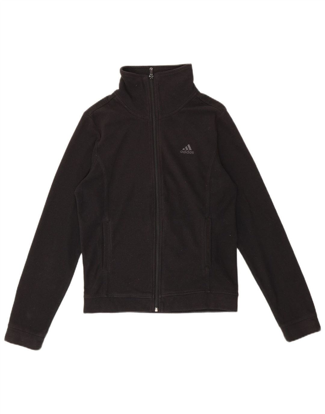 Adidas Womens Fleece Jacket UK 10 Small Black Polyester
