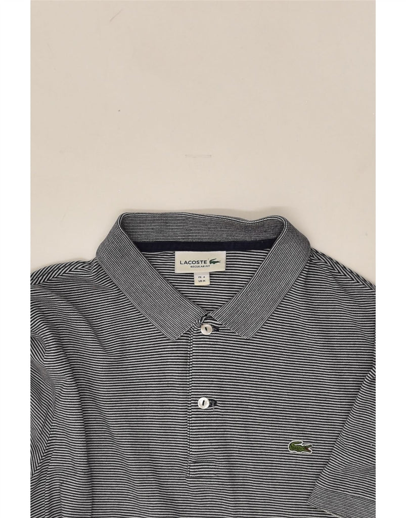 LACOSTE Mens Regular Fit Polo Shirt Size 4 Medium Navy Blue Striped Cotton | Vintage Lacoste | Thrift | Second-Hand Lacoste | Used Clothing | Messina Hembry 