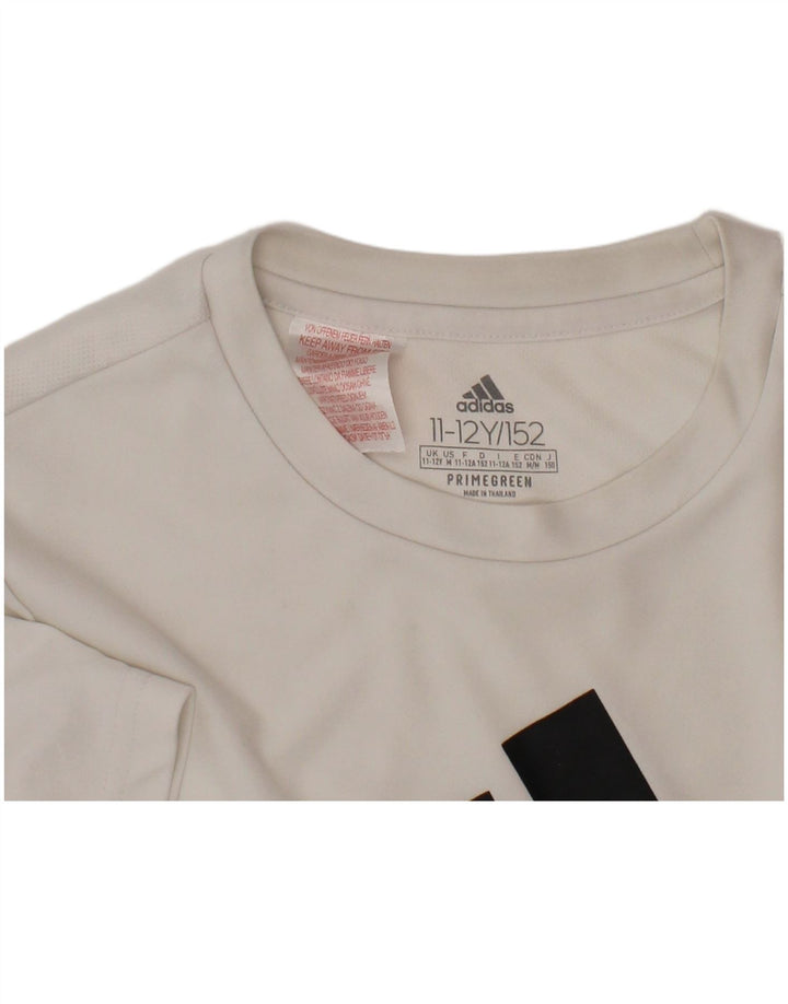 ADIDAS Boys Graphic T-Shirt Top 11-12 Years White Polyester