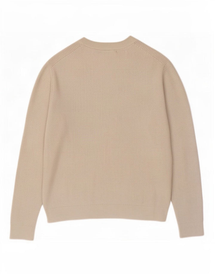 Reiss Mens Crew Neck Jumper Sweater Medium Beige Nylon