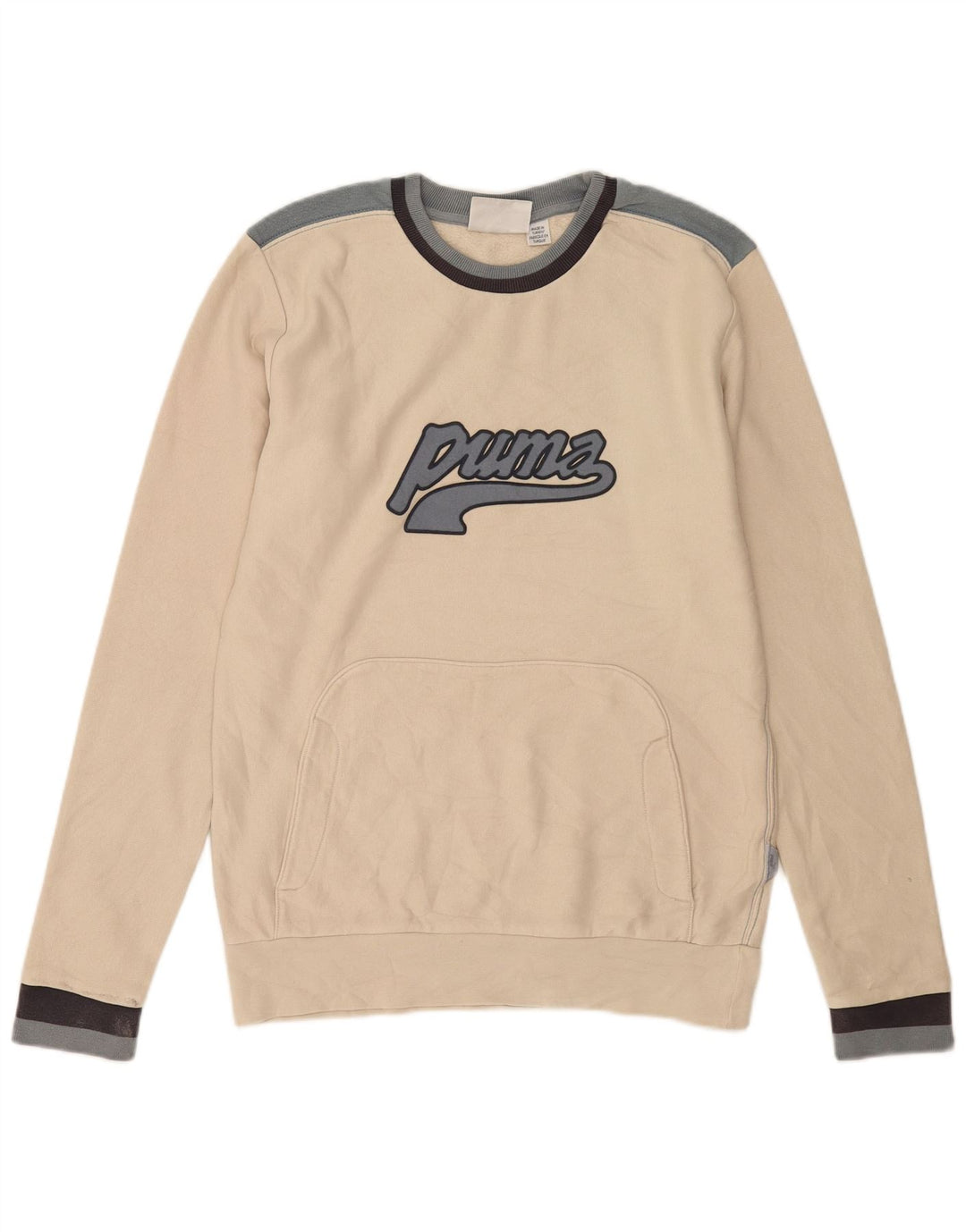 Puma Mens Graphic Sweatshirt Jumper Small Off White Colourblock