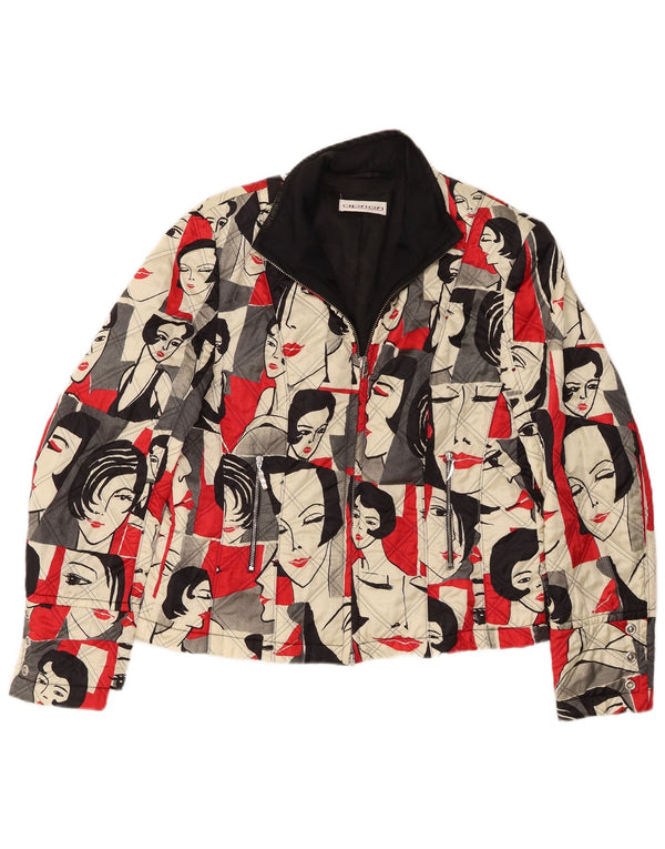 Apriori Womens Graphic Bomber Jacket UK 14 Large Multicoloured Acetate