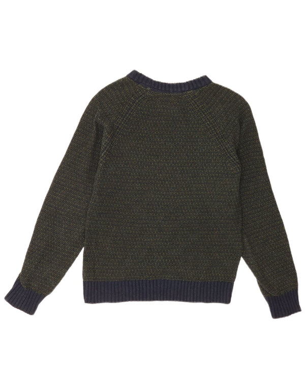 Fat Face Womens Boat Neck Jumper Sweater UK 6 XS Green Colourblock Cotton