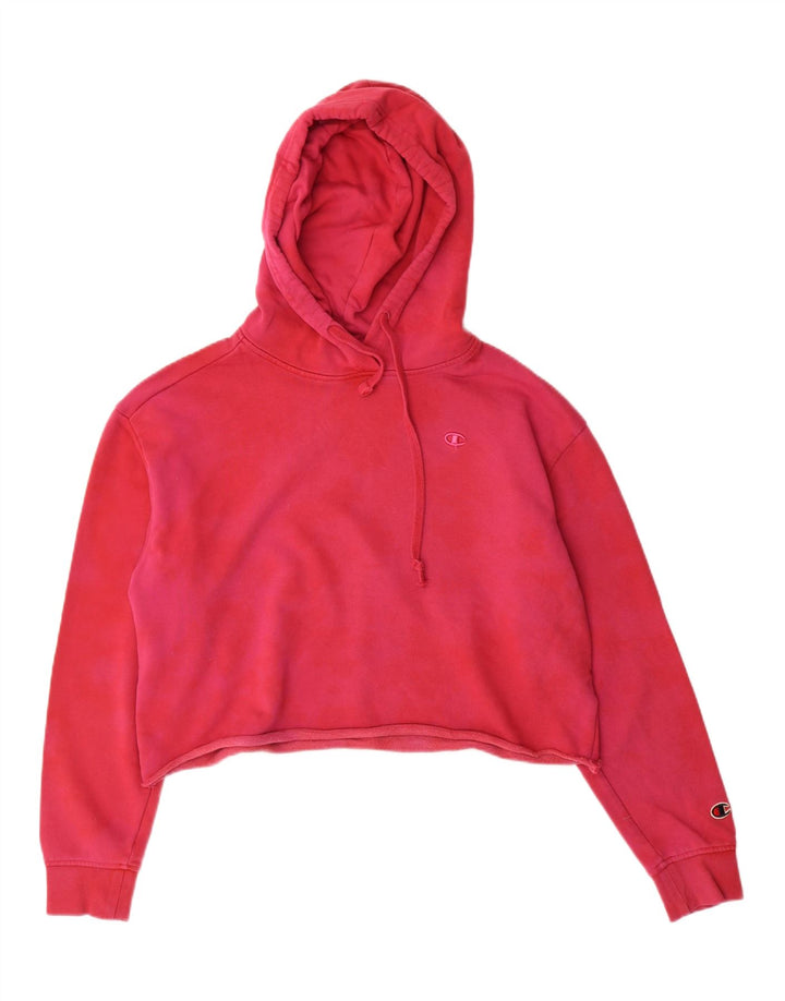 CHAMPION Womens Crop Oversized Hoodie Jumper UK 10 Small Pink Vintage Champion and Second-Hand Champion from Messina Hembry 