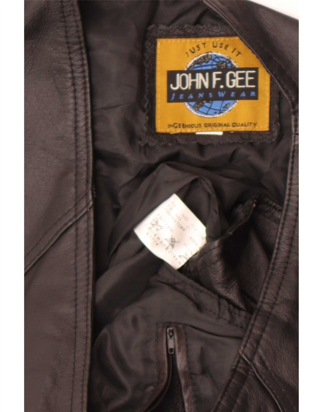 John F Gee Mens Leather Waistcoat Large Black