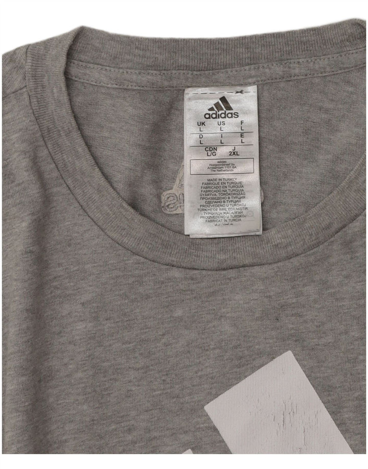 Adidas Mens Graphic T-Shirt Top Large Grey Cotton