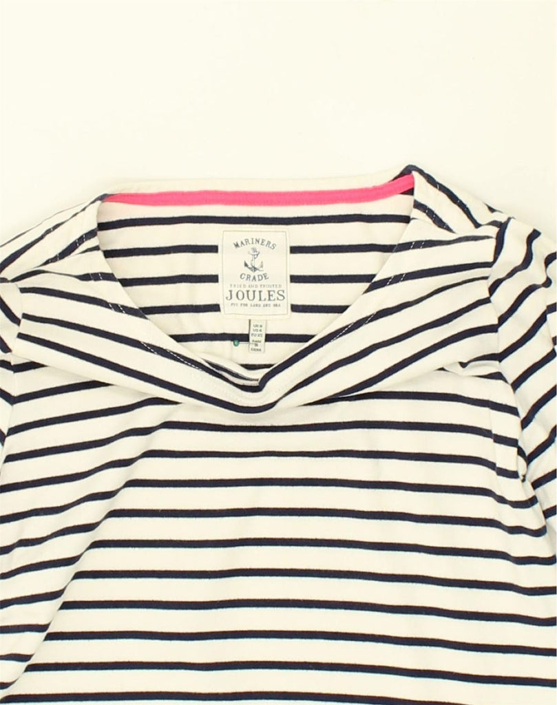 JOULES Womens Top Long Sleeve UK 8 Small  White Striped Cotton | Vintage Joules | Thrift | Second-Hand Joules | Used Clothing | Messina Hembry 