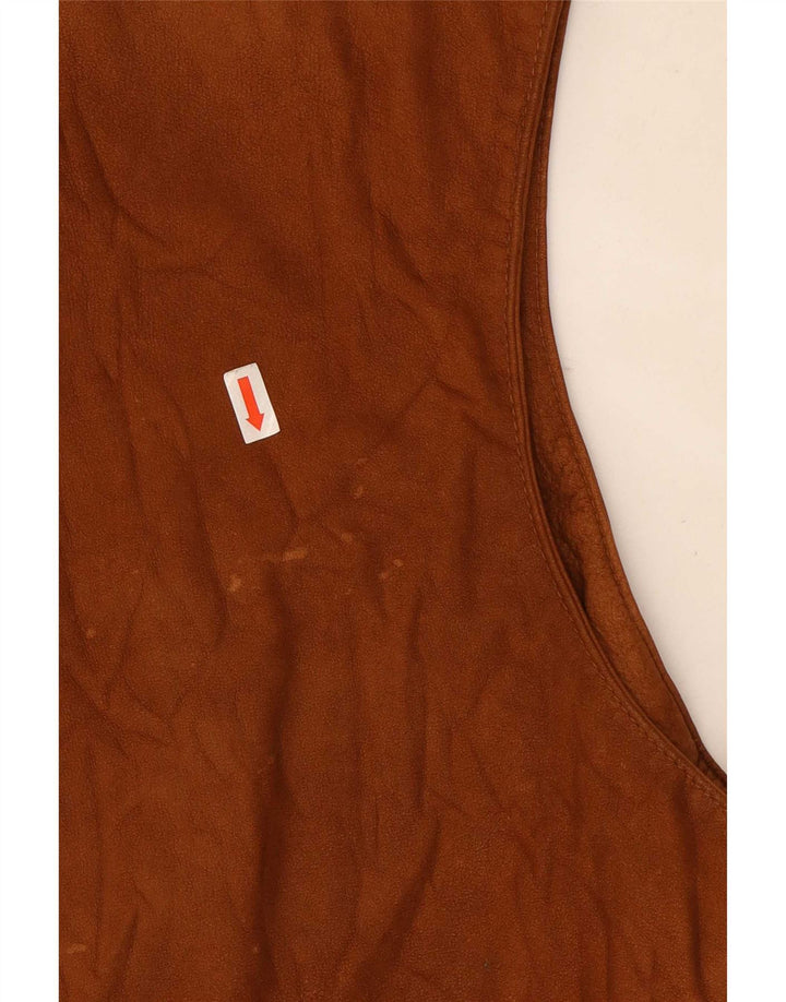 Vintage Mens Suede Waistcoat XL Brown