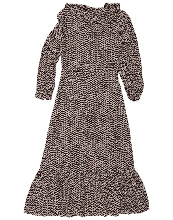 Whisper Womens Abstract Pattern Maxi Dress UK 10 Small Pink Viscose