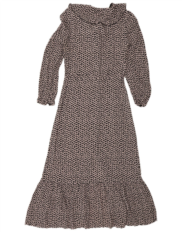 Whisper Womens Abstract Pattern Maxi Dress UK 10 Small Pink Viscose