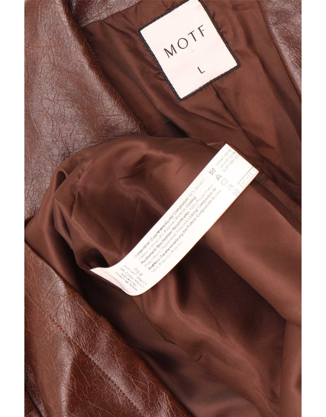 Motf Womens Double Breasted Faux Leather Blazer Jacket UK 16 Large Brown