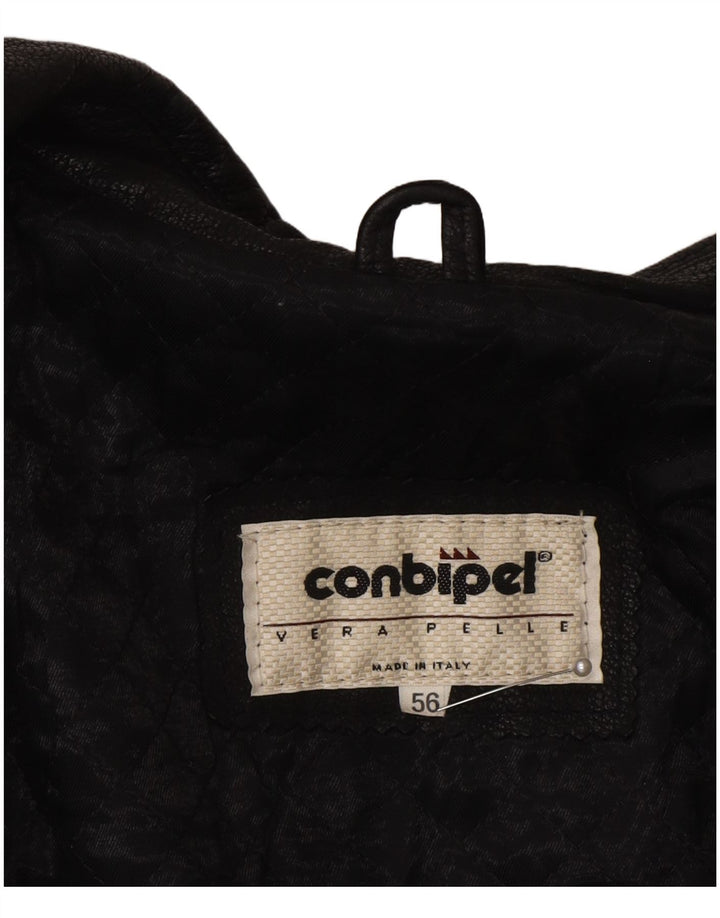 Conbipel Mens Leather Jacket IT 56 2XL Black Leather