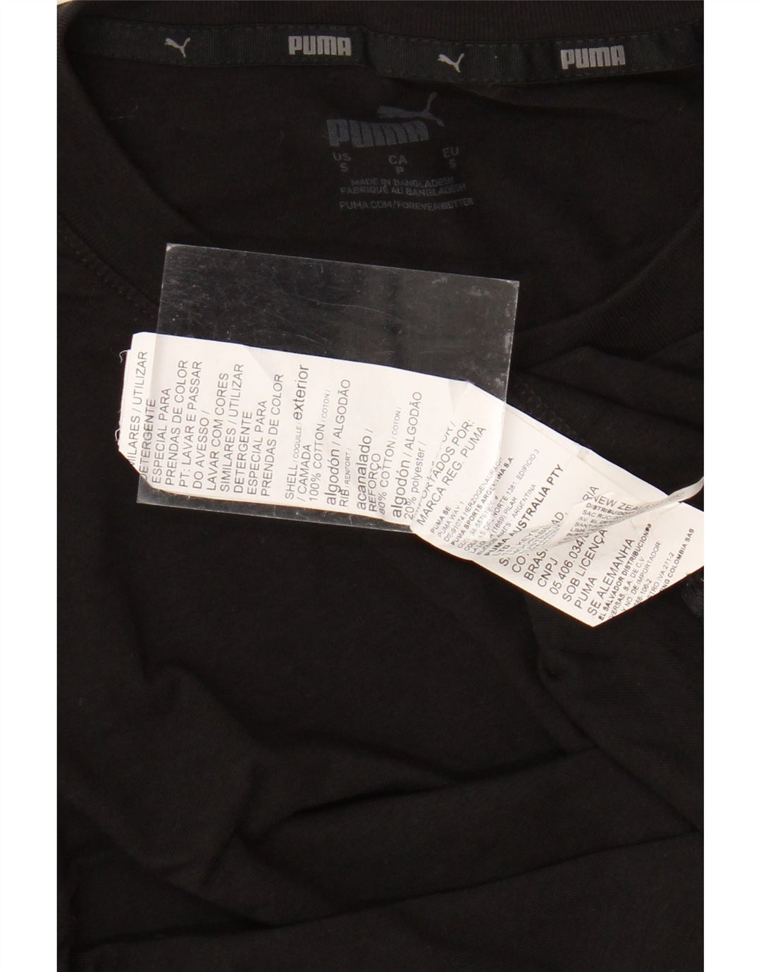 PUMA Mens Graphic Top Long Sleeve Small Black Cotton