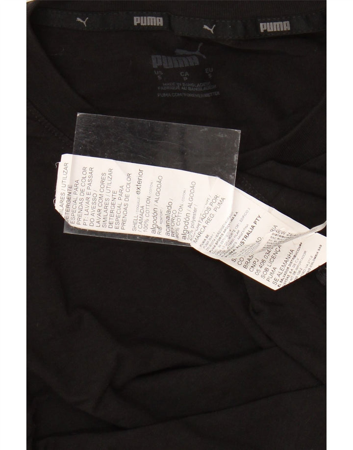 PUMA Mens Graphic Top Long Sleeve Small Black Cotton