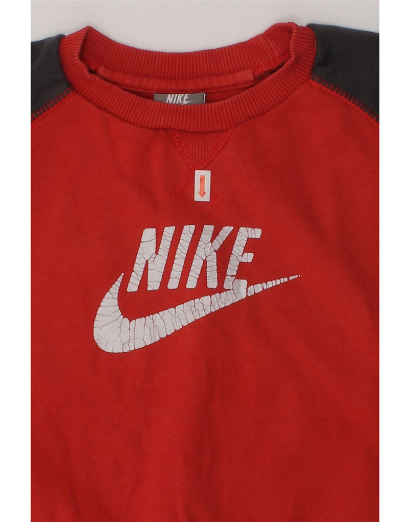 NIKE Boys Graphic Sweatshirt Jumper 4-5 Years Small  Red Colourblock | Vintage Nike | Thrift | Second-Hand Nike | Used Clothing | Messina Hembry 