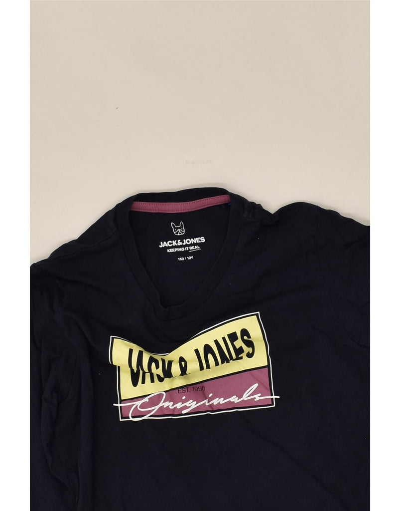 JACK & JONES Boys Graphic T-Shirt Top 11-12 Years Navy Blue Cotton | Vintage Jack & Jones | Thrift | Second-Hand Jack & Jones | Used Clothing | Messina Hembry 