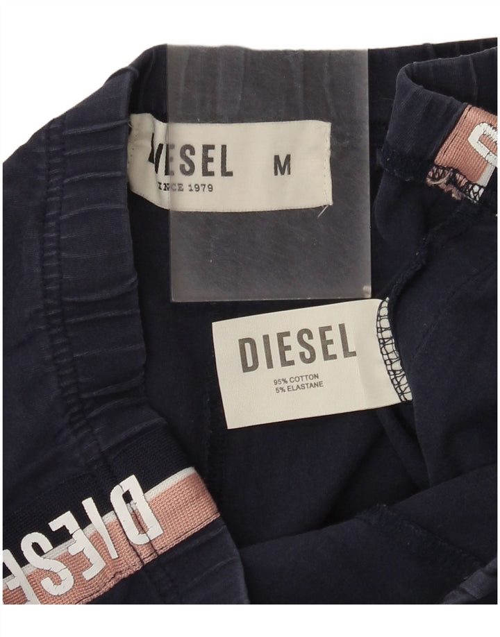 Diesel Womens Graphic Crop Leggings UK 12 Medium Navy Blue Colourblock
