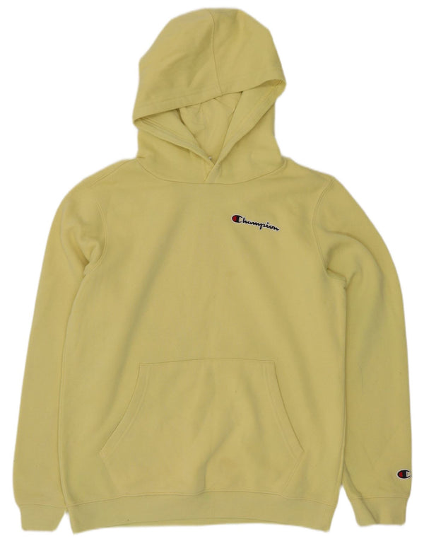 Champion Boys Hoodie Jumper 13-14 Years XL Yellow Cotton