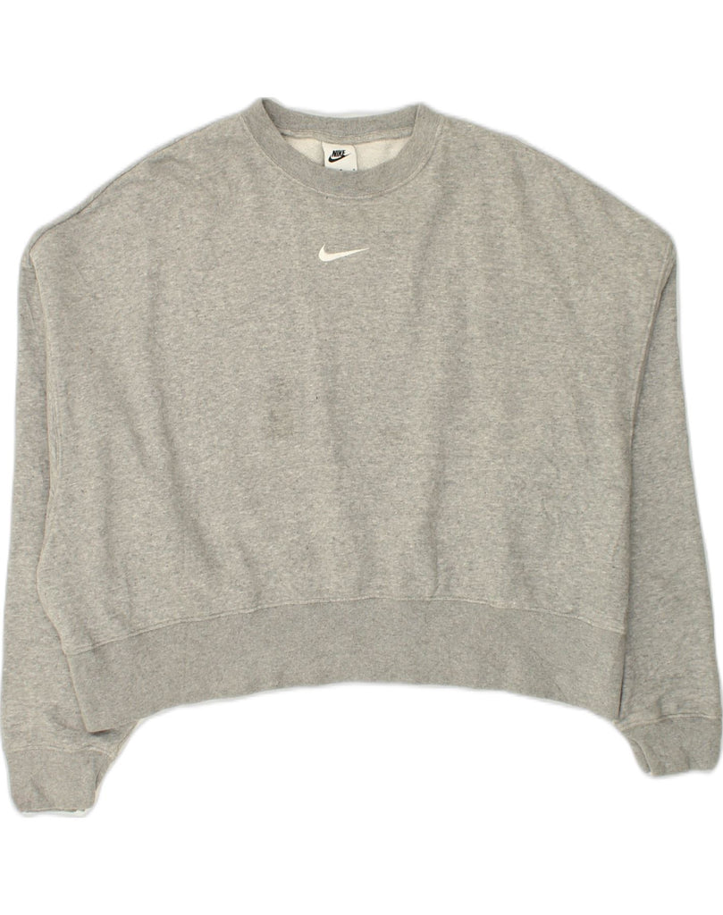 NIKE Womens Oversized Sweatshirt Jumper UK 14 Medium Grey Cotton | Vintage Nike | Thrift | Second-Hand Nike | Used Clothing | Messina Hembry 