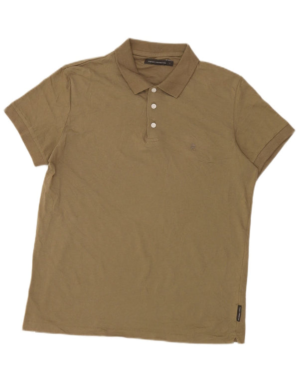 French Connection Mens Polo Shirt Large Khaki Cotton