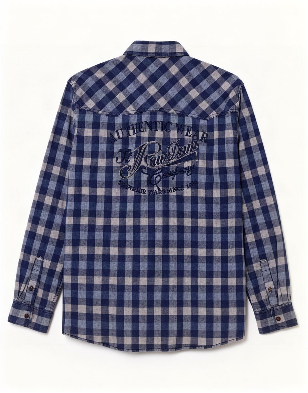 Vintage Mens Graphic Shirt XL Blue Gingham Cotton