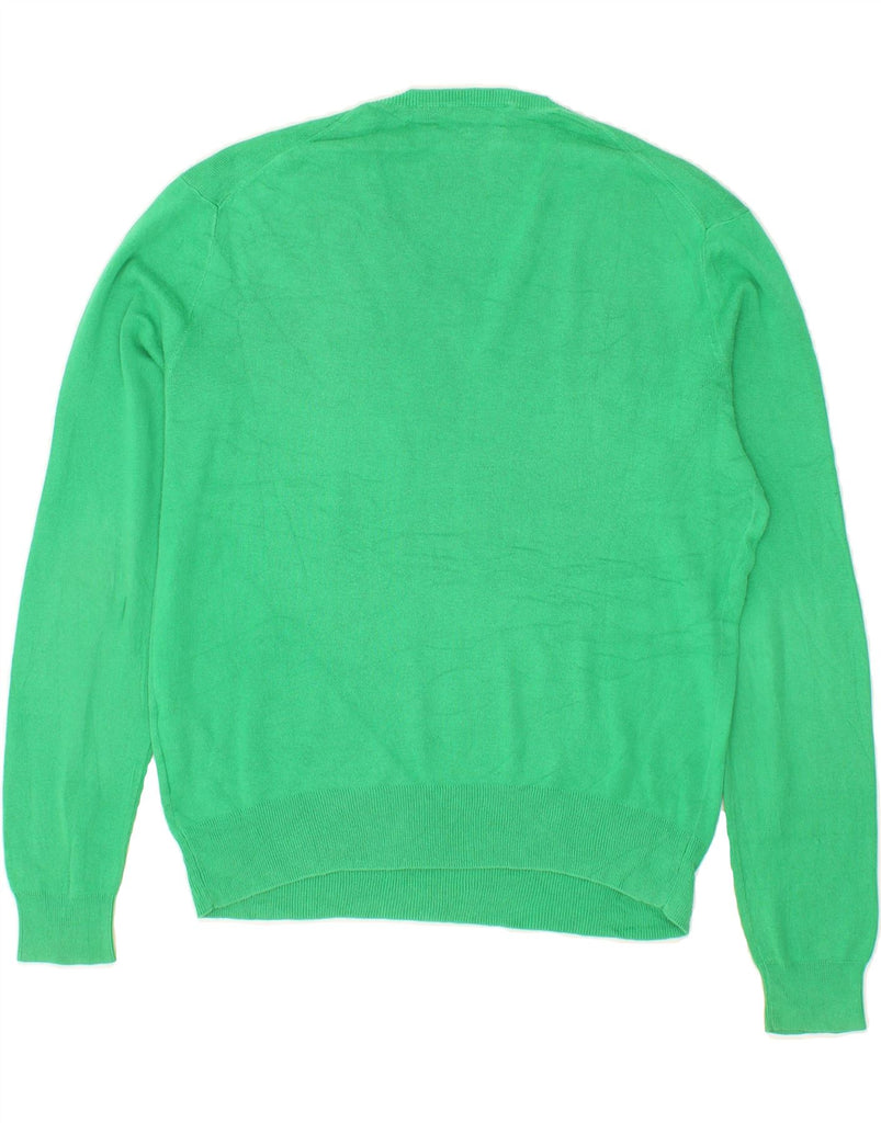 POLO RALPH LAUREN Mens V-Neck Jumper Sweater Small Green Cotton | Vintage Polo Ralph Lauren | Thrift | Second-Hand Polo Ralph Lauren | Used Clothing | Messina Hembry 